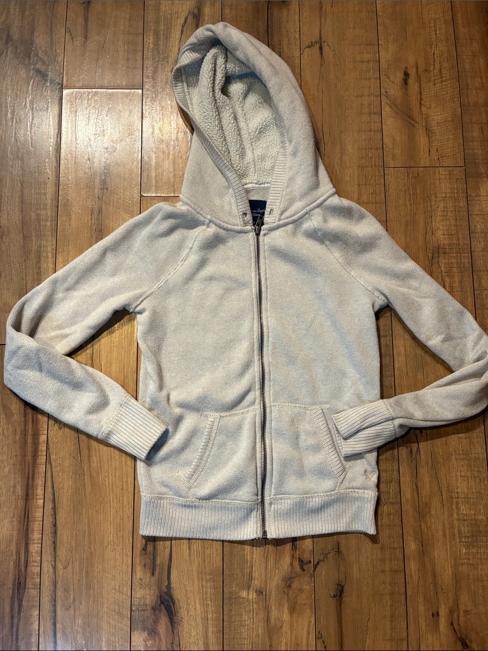 American Eagle Beige Zip-Up Hoodie Jacket